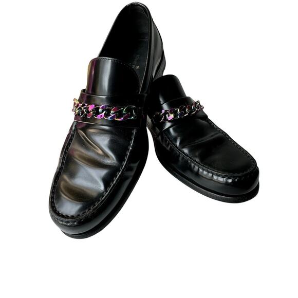 Louis Vuitton Unisex Rainbow Holographic Chain Link Loafers Leather 6 8W - Picture 4 of 10